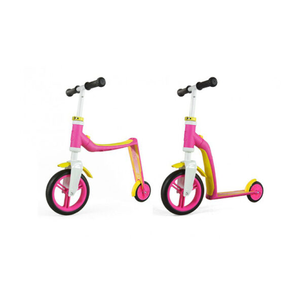 Scoot&Ride 2 i 1 løbehjul og løbecykel - Highway baby - Pink/Gul